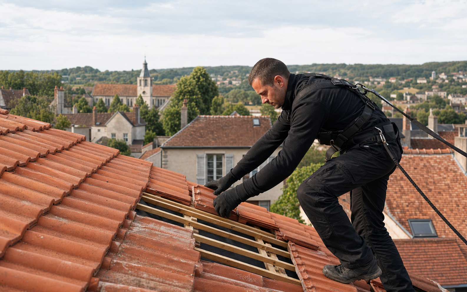 Réparation d’une couverture en tuiles